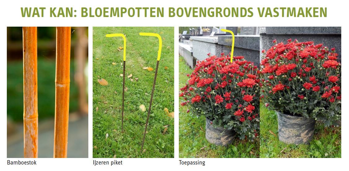 bloempotten bovengronds vastmaken